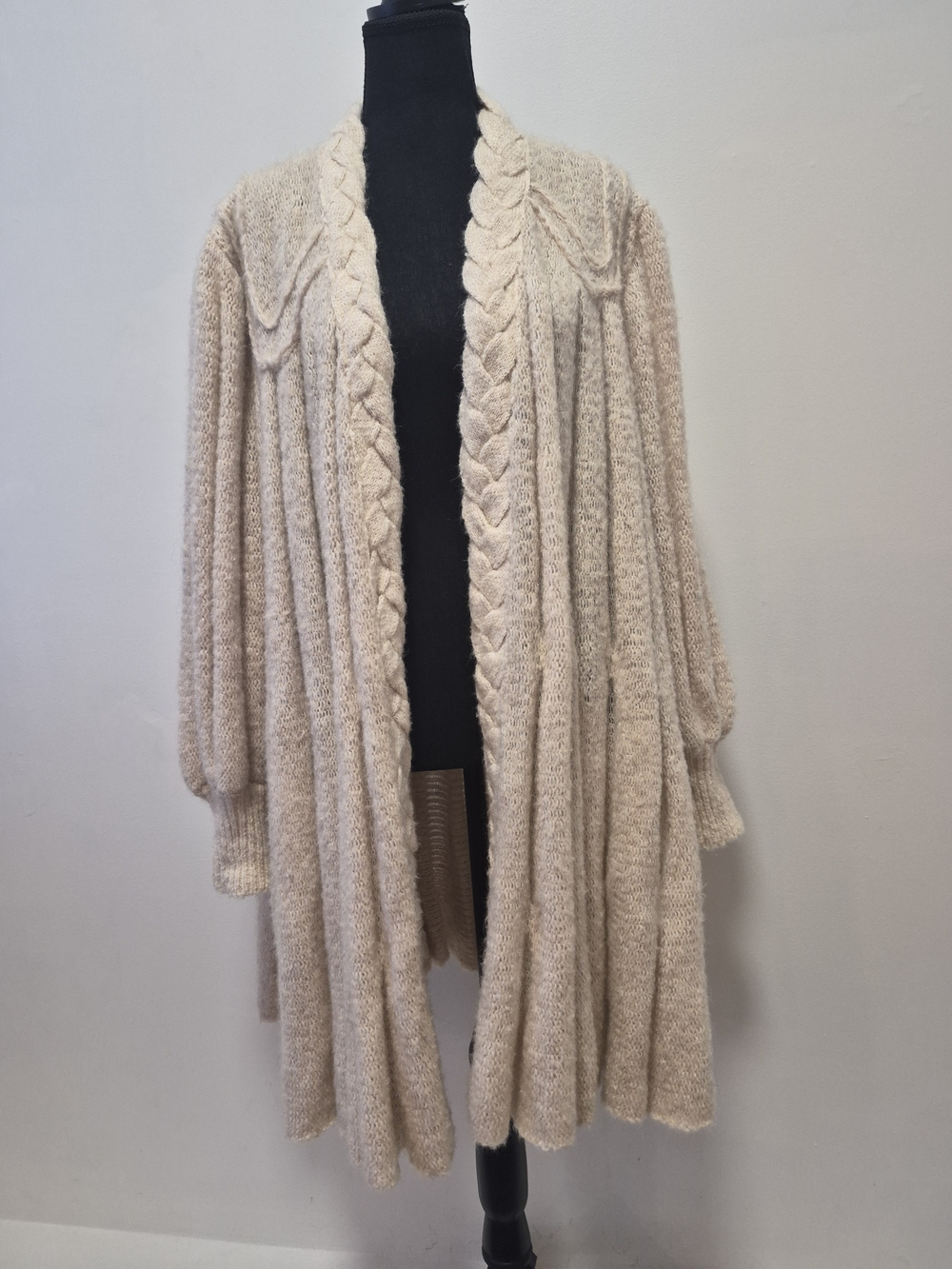 Mint Vintage 1970s Mary Farrin Mohair Longline Open Cardigan Handmade In Malta